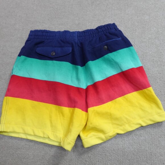 Polo Ralph Lauren Shorts Medium Blue Yellow Retro Striped Fleece NEW - Picture 12 of 12
